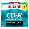 Maxell® CD-R Media With Jewel Cases, 700MB/80 Minutes, Pack Of 10 1 thumbnail image