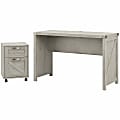 Kathy Ireland Home by Bush® Furniture Cottage Grove 48"W Farmhouse Writing Desk with 2 Drawer Mobile File Cabinet, Cottage White, Standard Delivery