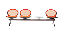 OFM Net Series Beam Seating, NB-4G, 3 Seats, 1 Table, 30"H x 109"W x 24 3/4"D, Orange/Gray