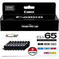 Canon® Professional CLI-65 Black, Cyan, Magenta, Yellow, Photo Cyan, Photo Magenta, Gray, Light Gray Ink Cartridges, Pack Of 8 1 thumbnail image