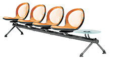 OFM Net Series Beam Seating, NB-5G, 4 Seats, 1 Table, 30"H x 126"W x 24 3/4"D, Orange/Gray 1 thumbnail image