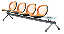 OFM Net Series Beam Seating, NB-5G, 4 Seats, 1 Table, 30"H x 126"W x 24 3/4"D, Orange/Gray