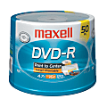 Maxell® DVD-R Recordable Printable Media Spindle, Matte, 4.7GB/120 Minutes, Pack Of 50