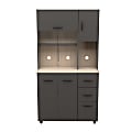 Inval Storage Cabinet With Microwave Stand, 66-1/8”H x 23-5/8”W x 15-7/16”D, Dark Gray/Maple 1 thumbnail image