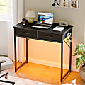 PINMOCO 32”W Writing Desk With Drawers/Hanging Hook, Black Carbon 1 thumbnail image