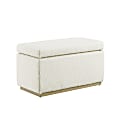 Linon Brenock Sherpa Rectangle Storage Ottoman, 18"H x 32"W x 16"D, Natural