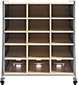 Safco® Whiffle Triple-Column 15-Shelf Rolling Storage Cart, 48"H x 43-1/4"W x 19-3/4"D, Gray