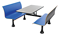 OFM Retro Bench, 30" x 48" Tabletop, 39 1/2"H x 68"W x 48"D, Blue Bench/Black Frame