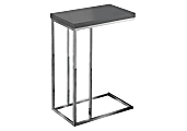 Monarch Specialties Zachary Accent Table, 25-1/4"H x 10-1/4"W x 18-1/4"D, Glossy Gray/Chrome 1 thumbnail image