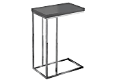 Monarch Specialties Zachary Accent Table, 25-1/4"H x 10-1/4"W x 18-1/4"D, Glossy Gray/Chrome