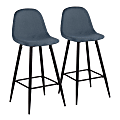 LumiSource Pebble Bar Stools, Blue/Black, Set Of 2 Stools 1 thumbnail image