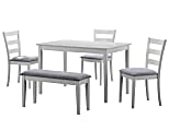 Monarch Specialties Eva Dining Table With Bench And 3 Chairs, White