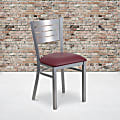Flash Furniture Slat Back Restaurant Accent Chair, Burgundy Seat/Silver Frame 1 thumbnail image
