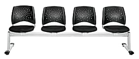 OFM Star Series Beam Seating, 34 1/2"H x 97 3/4"W x 2 1/2"D, Black/Silver, 4 Seats