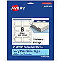 Avery® Printable Tags With Sure Feed® Technology, Print-To-The-Edge, 2"x3.5", Matte Ivory, Pack Of 80
