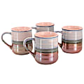 Gibson Home Copper Tonal 4-Piece Stoneware Cup Set, 18 Oz, Mauve 1 thumbnail image