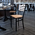 Flash Furniture Slat-Back Metal Restaurant Accent Chair, Natural/Black