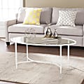 SEI Furniture Quinton Metal/Glass Cocktail Table, Oval, Clear/White