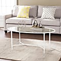 SEI Furniture Quinton Metal/Glass Cocktail Table, Oval, Clear/White 1 thumbnail image