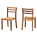 bali & pari Arthur Mid-Century Modern Dining Chairs, Walnut Brown/Natural Brown, Set Of 2 Chairs