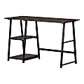 South Shore Evane Industrial Computer Desk With Bookcase, Cracked Fall Oak