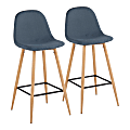 LumiSource Pebble Bar Stools, Blue/Natural, Set Of 2 Stools