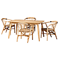 Baxton Studio Kyoto Modern Bohemian Finished Wood And Rattan 5-Piece Dining Set, Natural Brown 1 thumbnail image