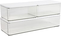 Martha Stewart Grady Stackable Plastic Storage Boxes With Lids, Clear/White, Set Of 3 Boxes 1 thumbnail image