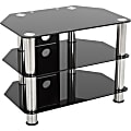 AVF SDC800CM-A: Classic - Corner Glass TV Stand with Cable Mangement - Up to 42" Screen Support - 220.46 lb Load Capacity - 3 x Shelf(ves) - 19.7" Height x 31.5" Width x 15.7" Depth - Tempered Glass, Stainless Steel - Chrome, Black 1 thumbnail image