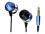 GOgroove AudiOHM HF Earbud Headphones With Hands-Free Microphone, Blue