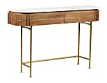 Coast to Coast Myles Modern Solid Mango Wood, Iron, & Marble 2-Drawer Console Table, 31"H x 47"W x 13"D, Rian Brown & White Marble