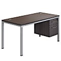 Boss Office Products Simple System Workstation Desk With Pedestal, 66" x 24", Driftwood