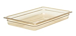 Cambro H-Pan High-Heat GN 1/1 Food Pans, 2"H x 12-3/4"W x 20-7/8"D, Amber, Pack Of 6 Pans