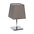 Simple Designs Mini Chrome Table Lamp With Empire Shade, 9-3/4"H, Gray Shade/Chrome Base