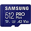 Samsung PRO Plus MB-MD512S 512 GB Class 10/UHS-I (U3) V30 microSDXC - 1 Pack - 180 MB/s Read - 130 MB/s Write - 10 Year Warranty