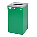 Alpine Industries Stainless Steel Recycling Bin With Mixed Opening Lid, 29 Gal, 30”H x 16-15/16”W x 16-15/16”D, Green