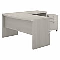 Office by Kathy Ireland® Echo 60"W L-Shaped Bow-Front Desk With Mobile File Cabinet, Gray Sand, Standard Delivery