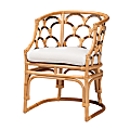 bali & pari Aster Modern Bohemian Rattan Armchair, 31-1/2”H x 24-7/16”W x 24-13/16”D, Natural Brown/White