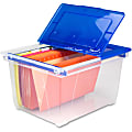 Storex® Stackable Heavy-Duty Storage File Tote, 15 11/16" x 19 5/16" x 10 15/16", Letter/Legal Size, Clear Blue 1 thumbnail image