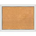 Amanti Art Rectangular Non-Magnetic Cork Bulletin Board, Natural, 31” x 23”, Eva White Silver Narrow Plastic Frame