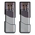 PNY Turbo Attaché 3 USB 3.0 Flash Drives, 128GB, Silver, Pack Of 2 Drives