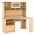 Bush Furniture Cabot 60"W Corner Desk With Hutch, Natural Maple, Standard Delivery 1 thumbnail image