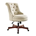 Linon Dallas Fabric Mid-Back Home Office Chair, Beige/Cherry