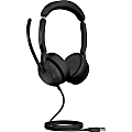 Jabra Evolve2 50 Headset - Stereo - USB Type A - Wired/Wireless - Bluetooth - 98.4 ft - 20 Hz - 20 kHz - On-ear - Binaural - Supra-aural - 5.58 ft Cable - MEMS Technology, Noise Cancelling Microphone - Noise Canceling