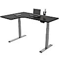 Loctek Height-Adjustable Corner Desk, Left-Handed, Silver/Black
