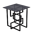 SEI Clanlin Glass-Top Accent Table, 22-1/4"H x 22"W x 22"D, Gray/Black