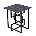 SEI Clanlin Glass-Top Accent Table, 22-1/4"H x 22"W x 22"D, Gray/Black 1 thumbnail image