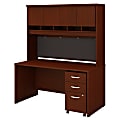 Bush Business Furniture Components 60"W Office Desk With Hutch And Mobile File Cabinet, Mahogany, Standard Delivery