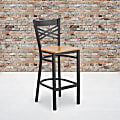 Flash Furniture Metal/Wood Restaurant Barstool With X-Back, Natural/Black 1 thumbnail image