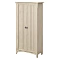 Bush Furniture Salinas Tall Storage Cabinet With Doors, Antique White, Standard Delivery